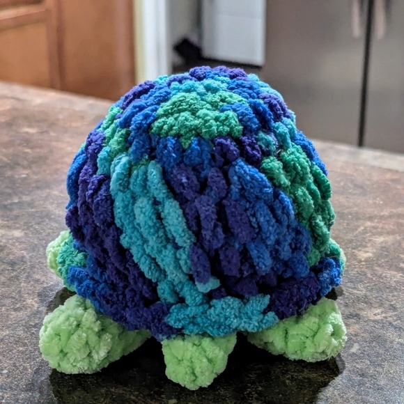 Handmade Crochet Blue and Green Tie Dye Super Soft Turtle! - Picture 4 of 4